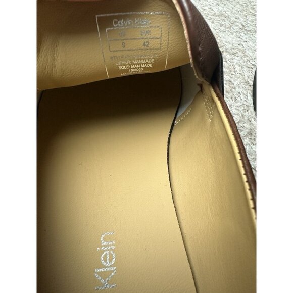 Calvin Klein Junberg Brown Leather Penny Loafers Men\'s Dress Shoes NWOB